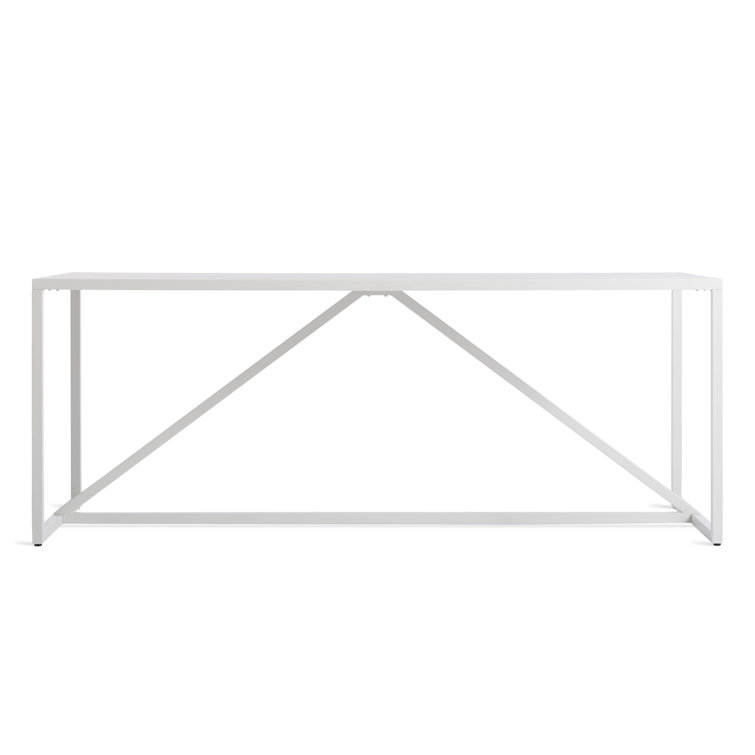 White Bar Height Table with Powder-Coated Steel Frame