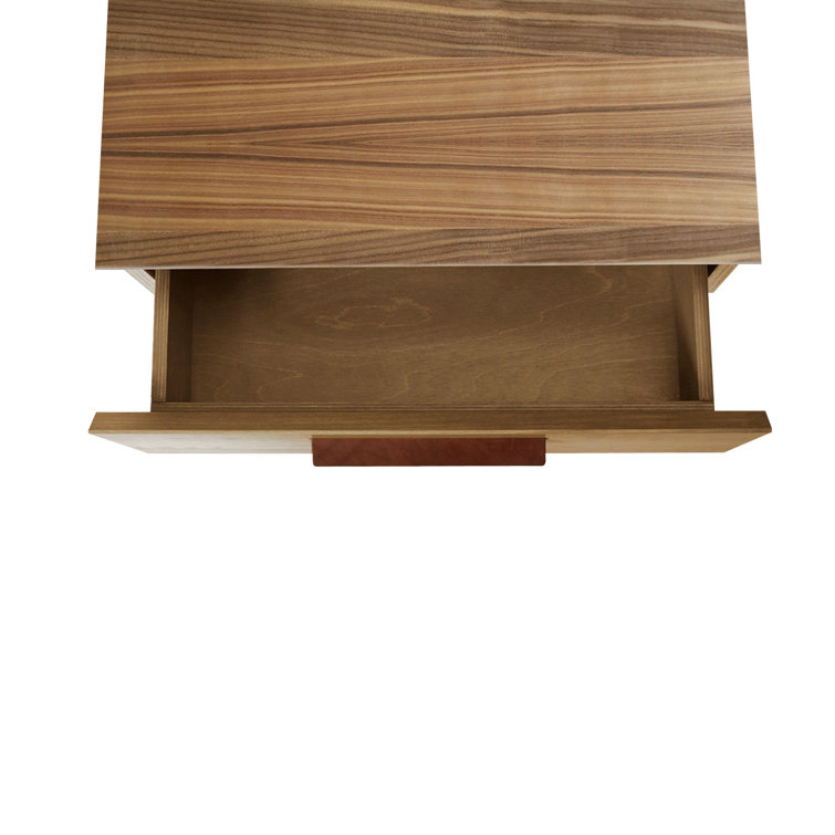 Walnut Solid Wood Nightstand with Leather Pulls