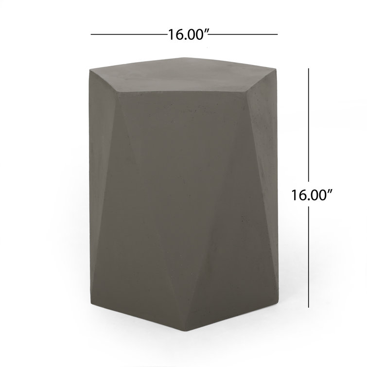 Elyas Matte Black Geometric Concrete Outdoor Side Table