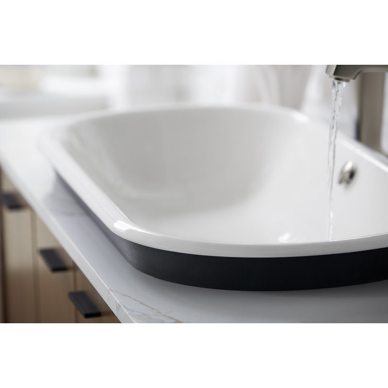 White Cast Iron Undermount Capsule Vessel Bathroom Sink