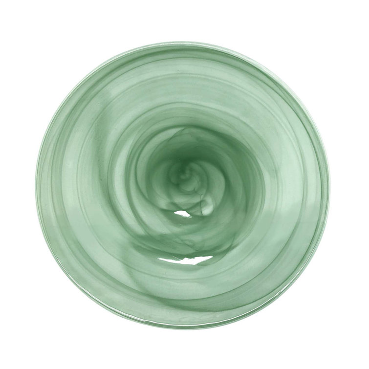 Handmade Green Alabaster Round Glass Platter