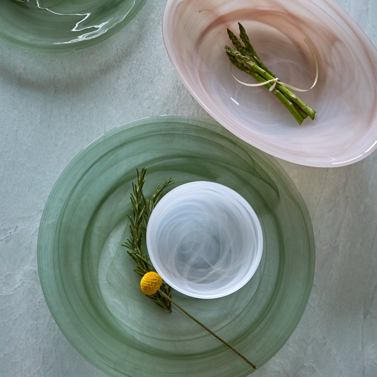 Handmade Green Alabaster Round Glass Platter