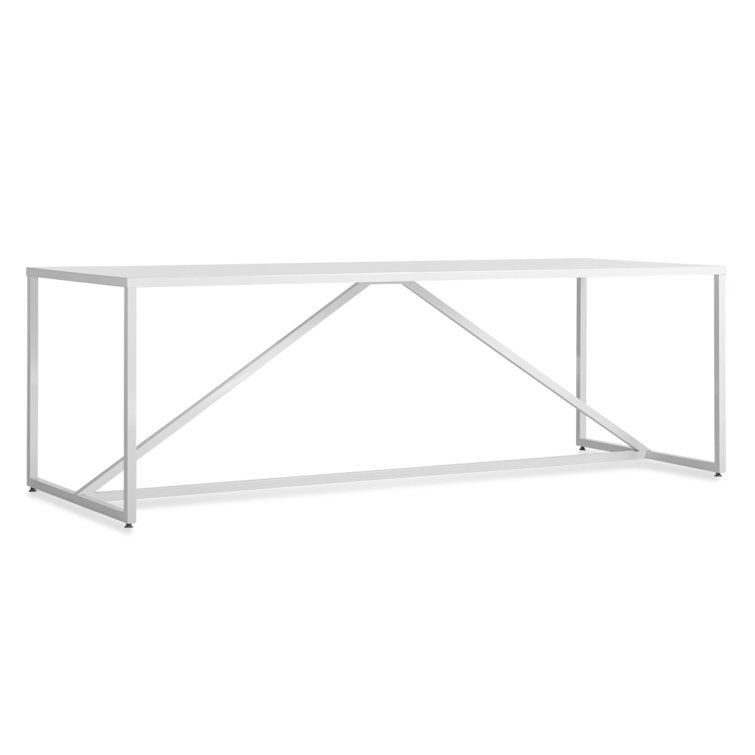 White Bar Height Table with Powder-Coated Steel Frame