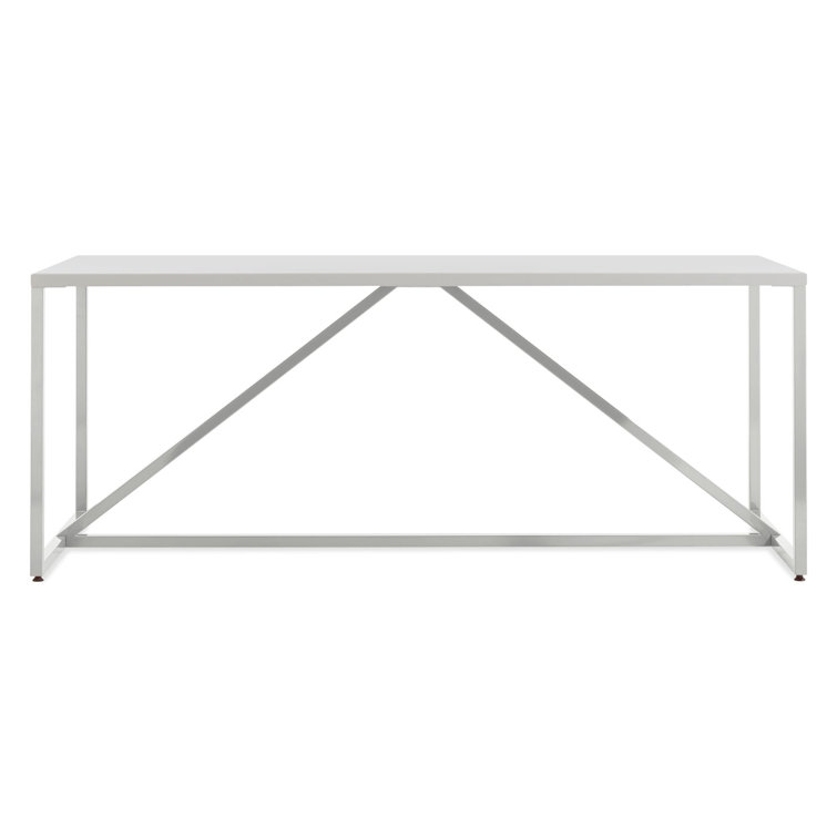 White Bar Height Table with Powder-Coated Steel Frame