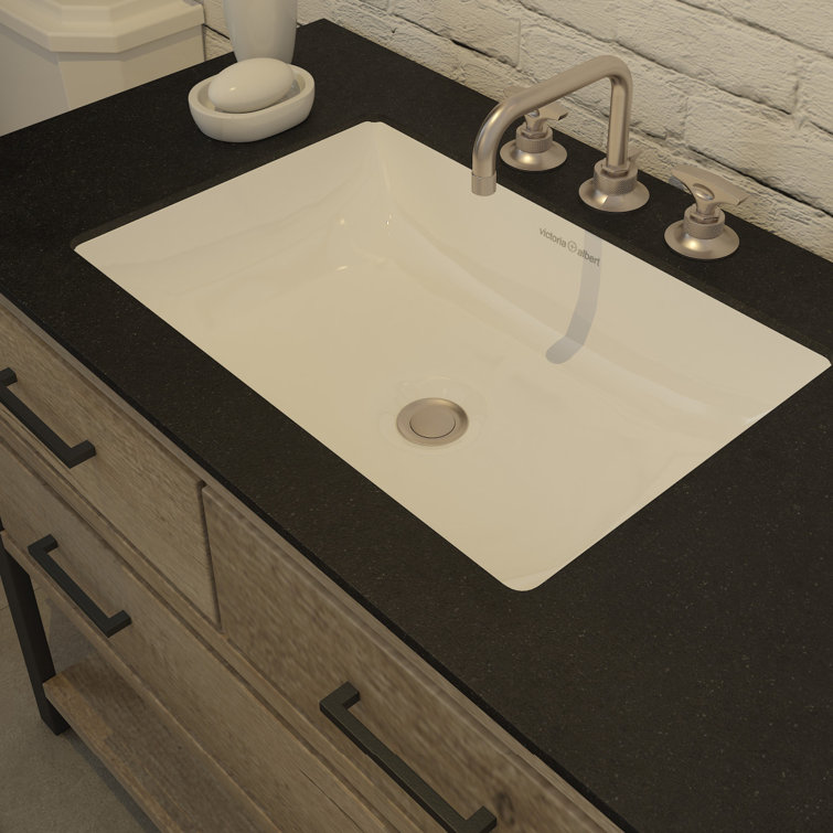 Gloss White Stone Rectangular Undermount Bathroom Sink with Overflow