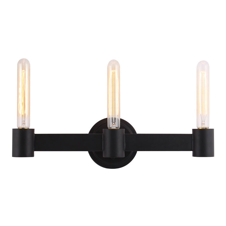Matte Black Steel 3-Light Dimmable Vanity Light