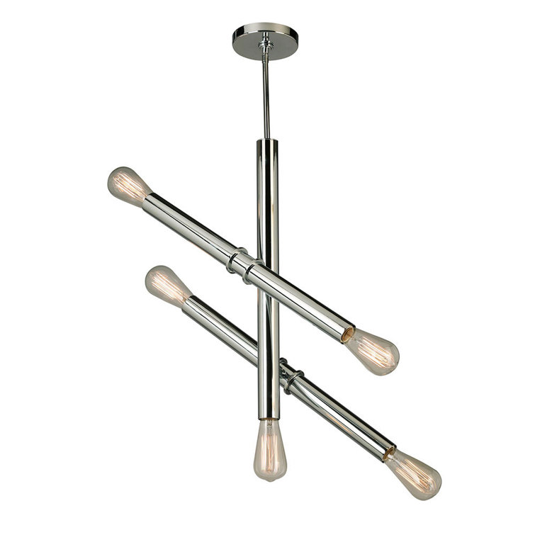 Chrome 5-Light Starburst Sputnik Metal Pendant