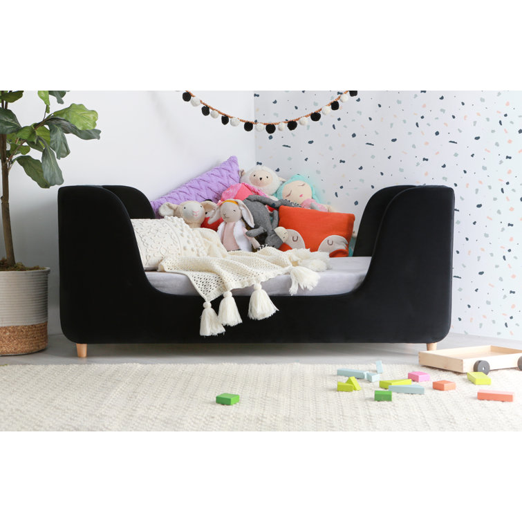 Sleek Sage Boucle Upholstered Toddler Daybed