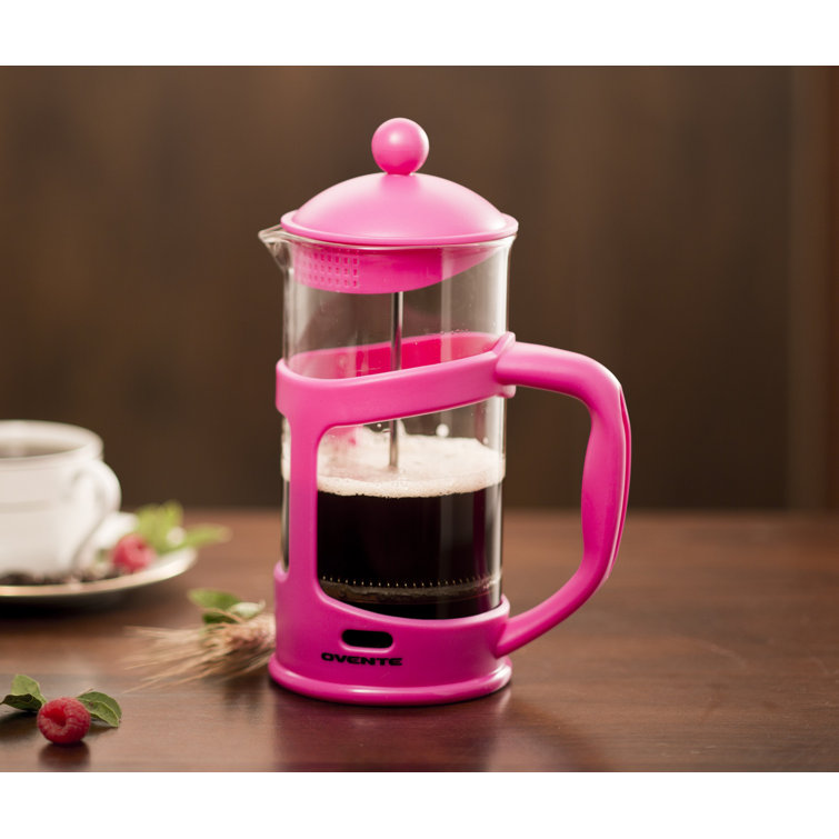 Red 34 Oz Glass and Stainless Steel French Press Coffee Maker