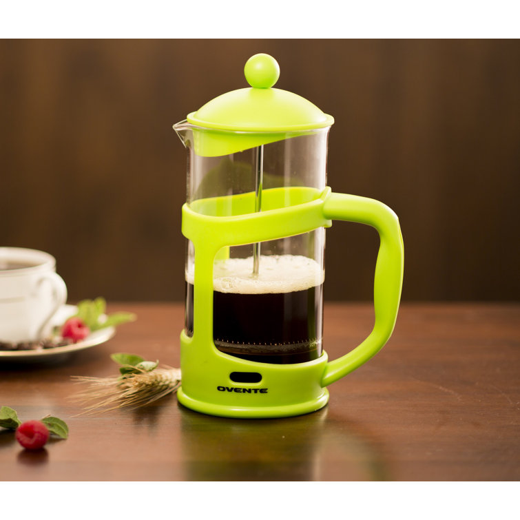 Red 34 Oz Glass and Stainless Steel French Press Coffee Maker