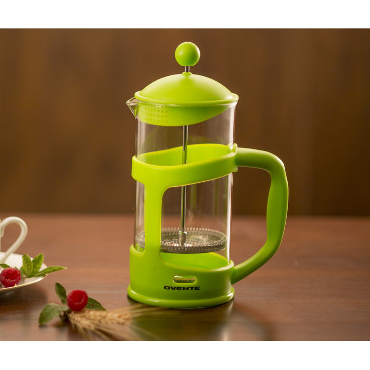 Red 34 Oz Glass and Stainless Steel French Press Coffee Maker