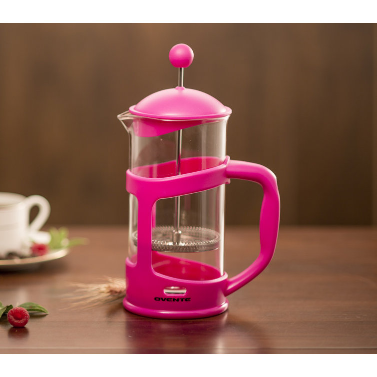 Red 34 Oz Glass and Stainless Steel French Press Coffee Maker