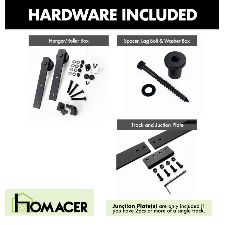 132-Inch Rustic Black Metal Single Barn Door Hardware Kit
