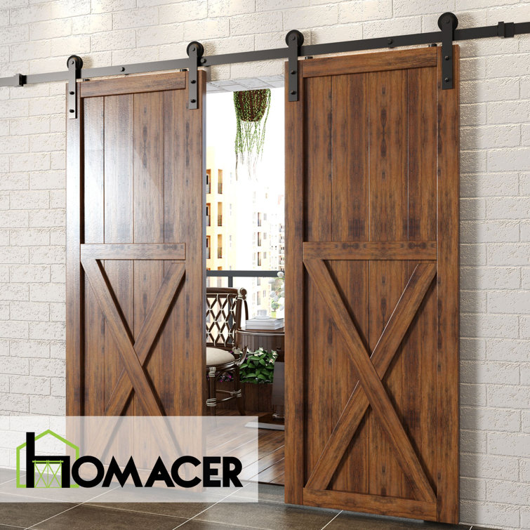 132-Inch Rustic Black Metal Single Barn Door Hardware Kit