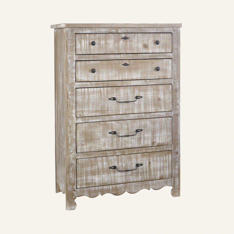 Chatsworth Chalk White 5-Drawer Farmhouse Chest with Bronze Hardware