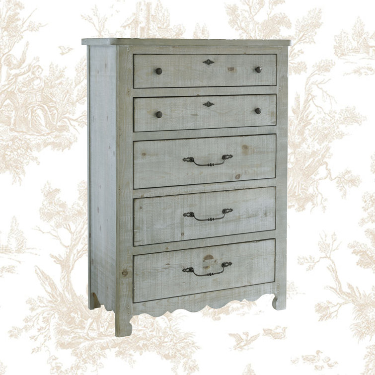 Chatsworth Mint Gray 38" Farmhouse 5-Drawer Dresser