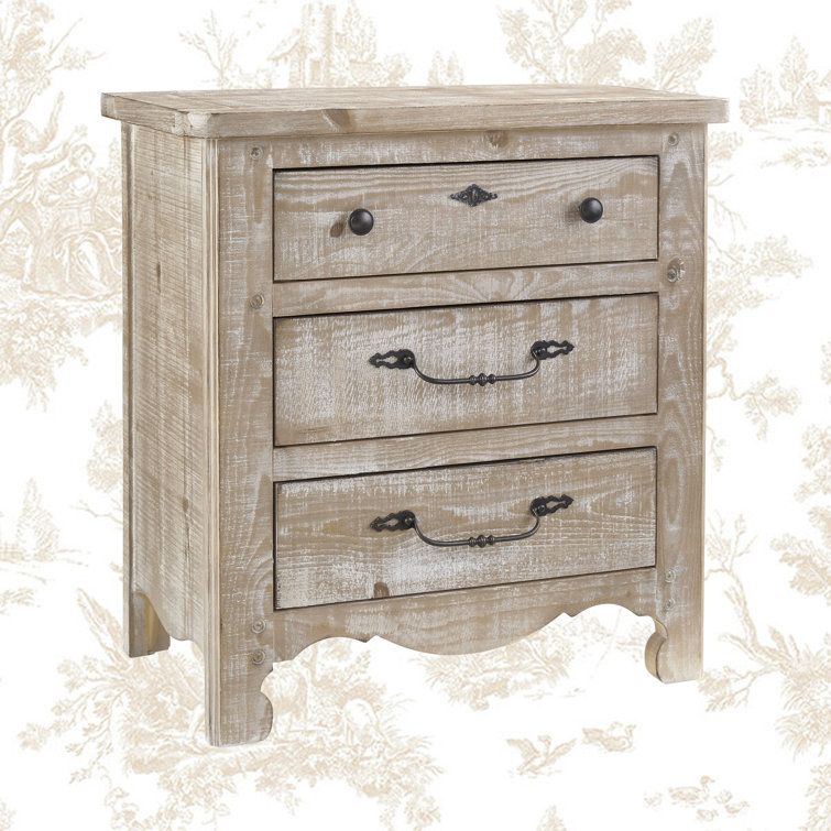 Chatsworth Traditional White 3-Drawer Nightstand with Bronze Hardware
