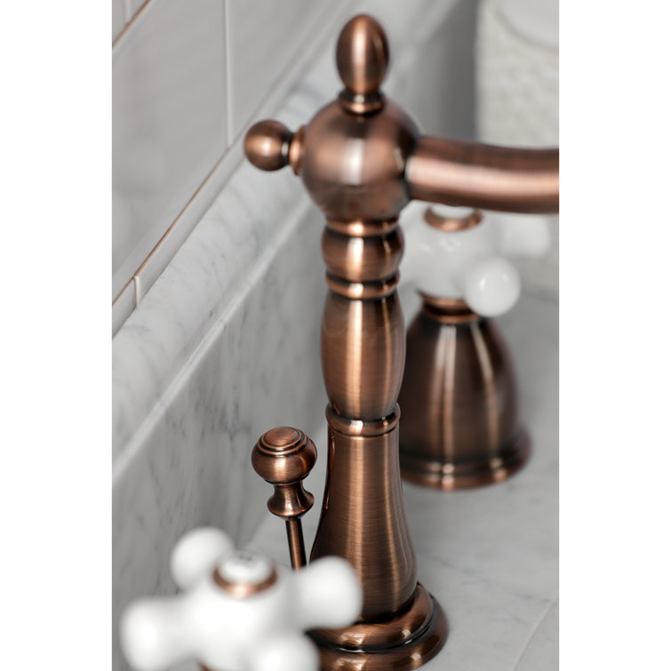 Heritage 8-Inch Antique Copper Brass Widespread Bathroom Faucet