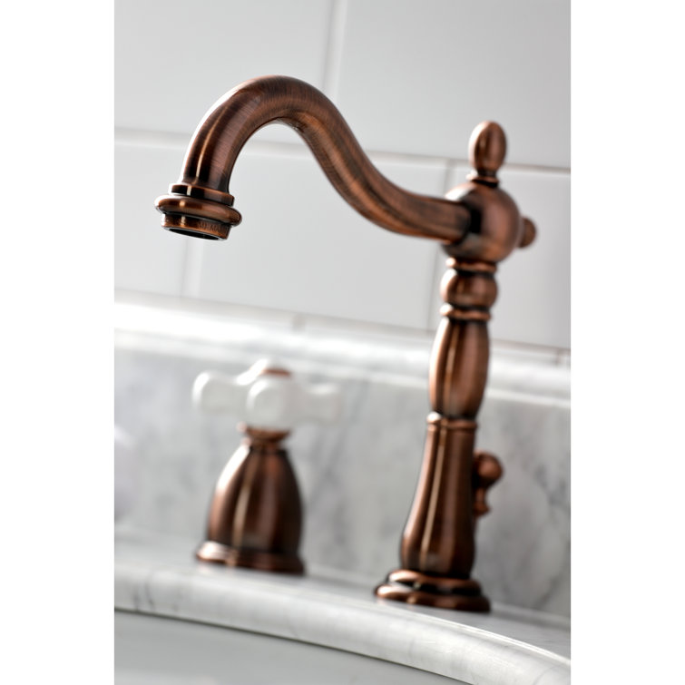 Heritage 8-Inch Antique Copper Brass Widespread Bathroom Faucet
