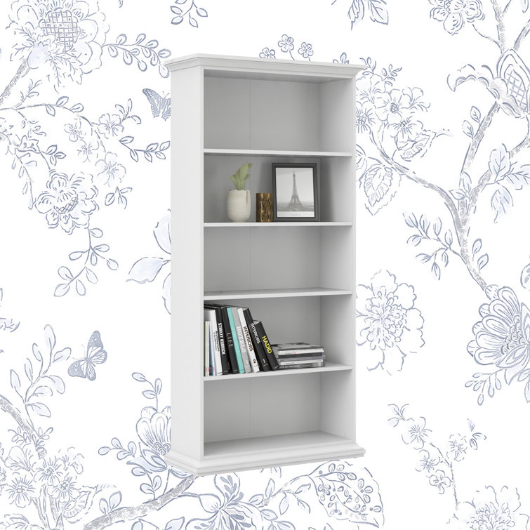 Sonoma Tall Wide Adjustable White Wood 5-Shelf Bookcase