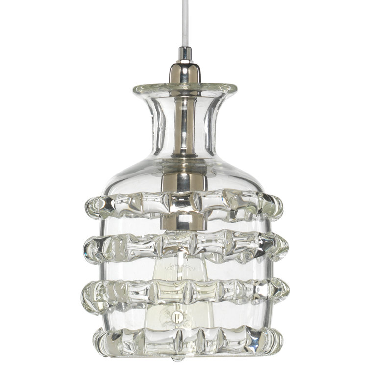 Handmade Nickel Finish Mini Jar Pendant with Colorful Glass Shade
