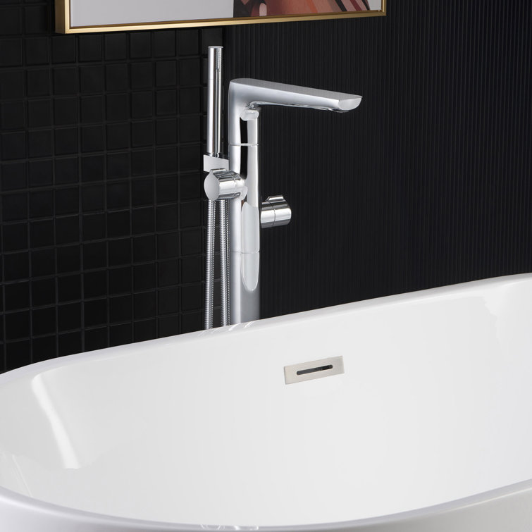 Chrome Freestanding Tub Filler Faucet with Hand Shower