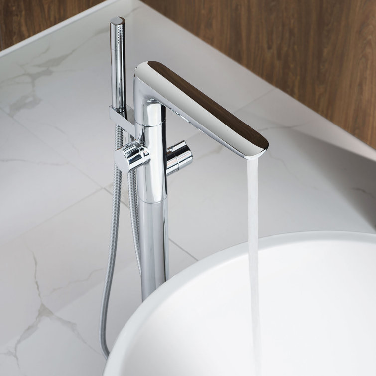 Chrome Freestanding Tub Filler Faucet with Hand Shower