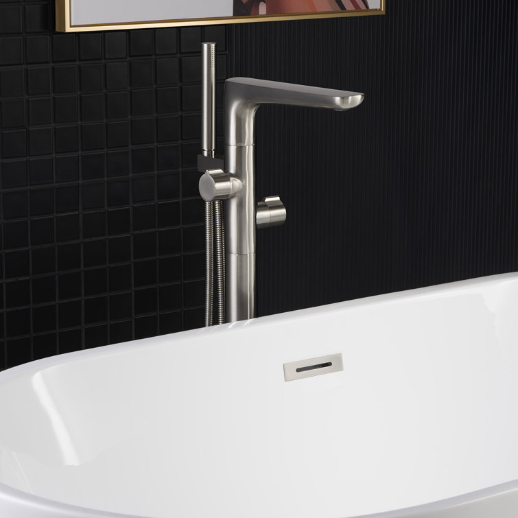 Brushed Nickel Freestanding Tub Faucet with Hand Shower