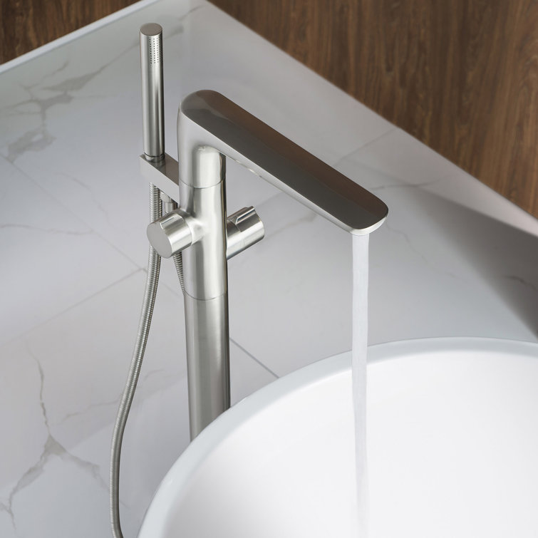Brushed Nickel Freestanding Tub Faucet with Hand Shower