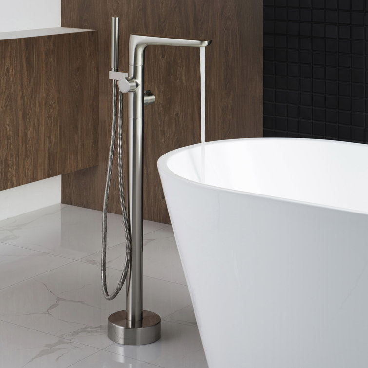 Brushed Nickel Freestanding Tub Faucet with Hand Shower