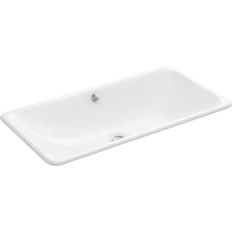 White Cast Iron 30" x 15" Undermount Bathroom Sink