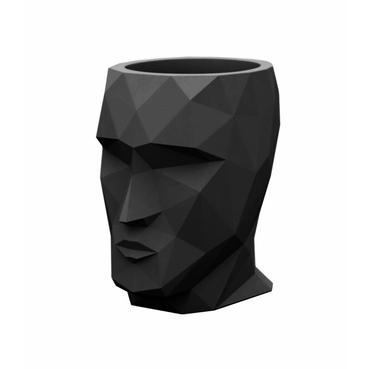 Adan Black Matte Finish Novelty Planter, 16.5" H x 11.75" W