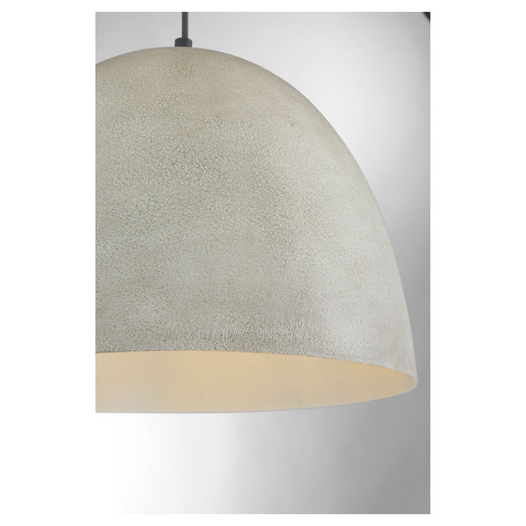 Meridian Rough Stone Bowl Pendant in Matte Black and Concrete