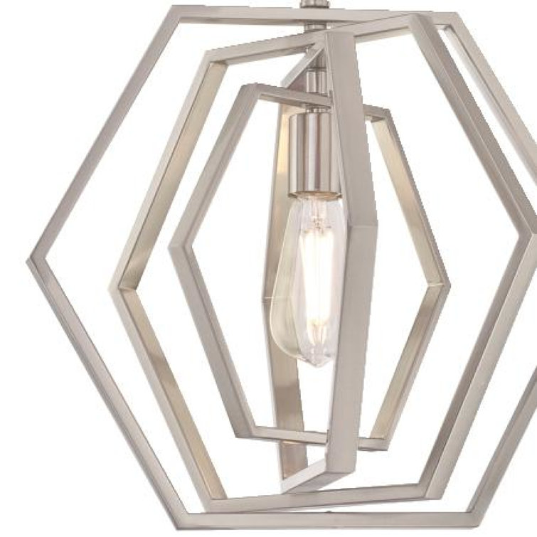 Brushed Nickel Geometric Hexagon 1-Light Pendant