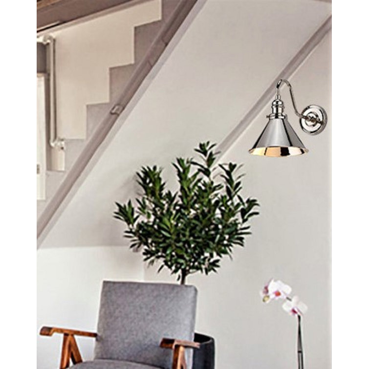 Polished Nickel Adjustable Arm Metal Cone Sconce