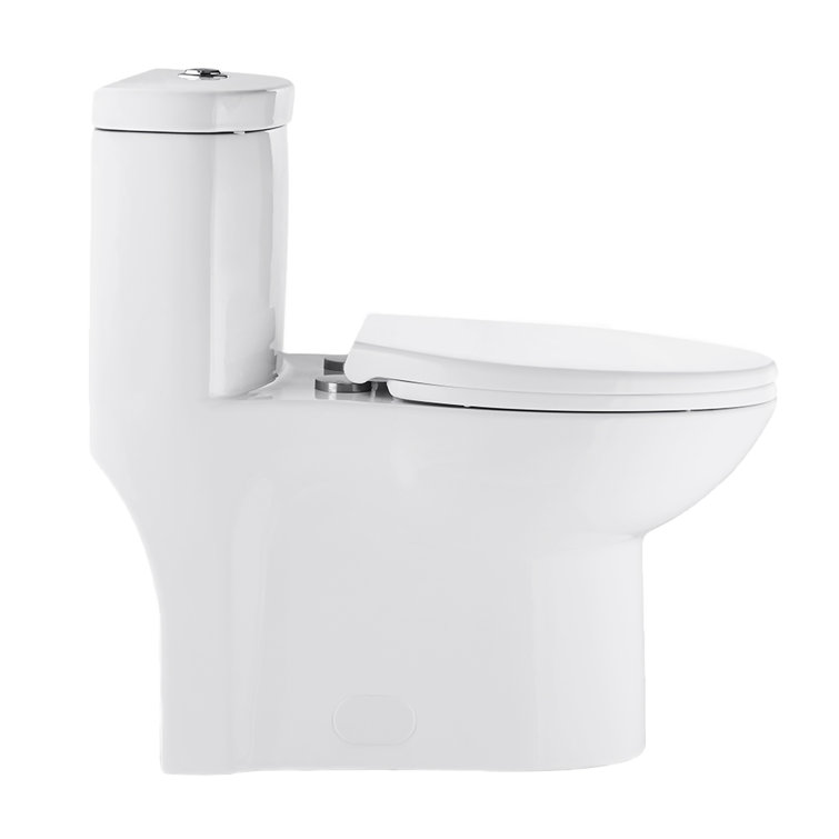 Glossy White Elongated Dual Flush One-Piece Toilet