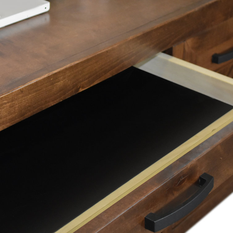 Black Solid Wood Executive Desk with Drawer and Keyboard Tray