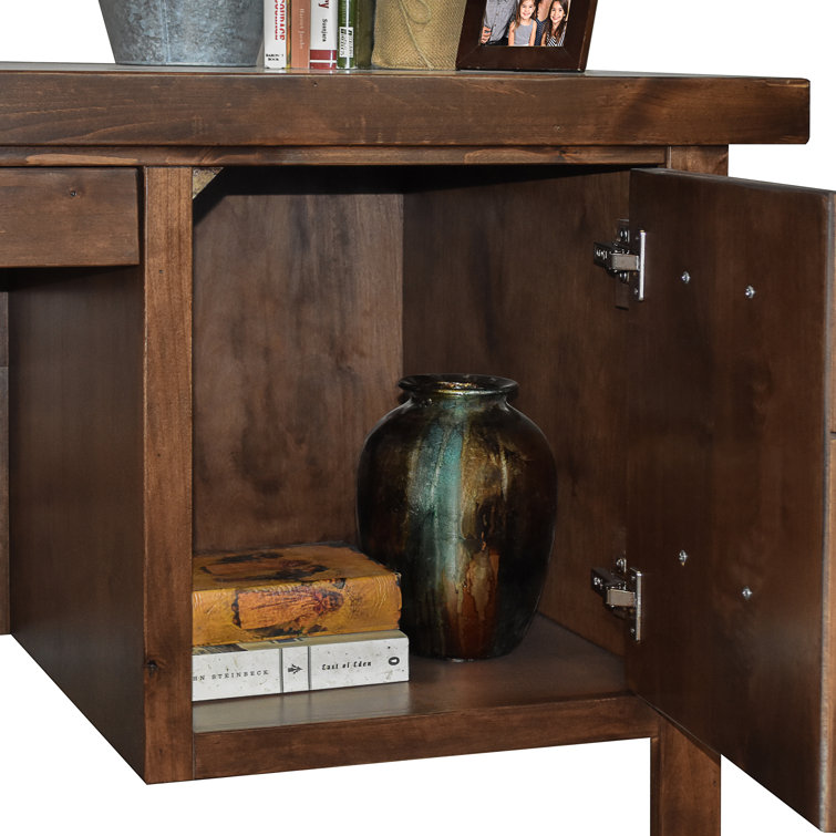 Black Solid Wood Executive Desk with Drawer and Keyboard Tray