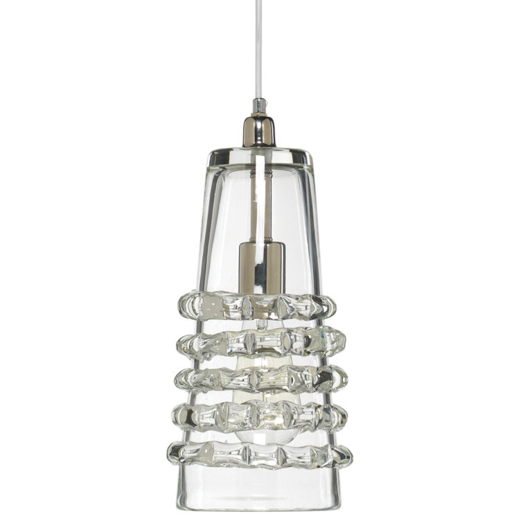 Mini Lindsay Clear Glass 1-Light Pendant with Silver Accents