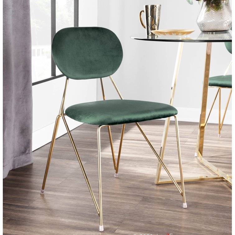 Gwen Black Velvet Upholstered Side Chair with Gold Frame