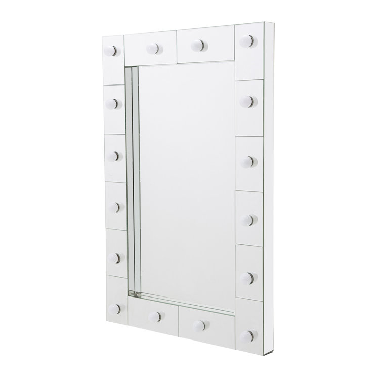 Montreal Contemporary Rectangular Wood Vanity Mirror with LED