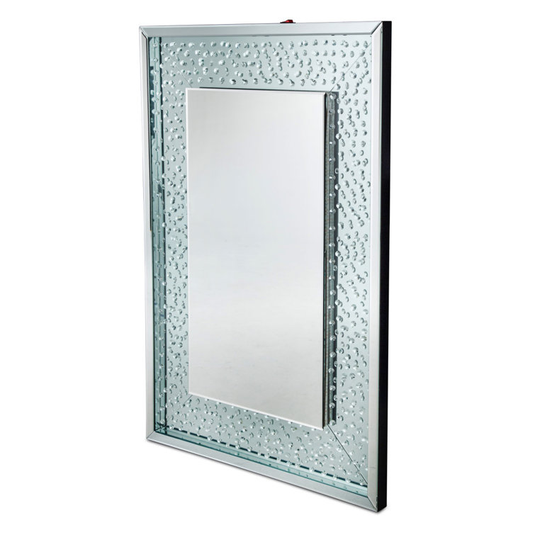 Montreal Rectangular Silver Wood Vanity Mirror with LED Lighting