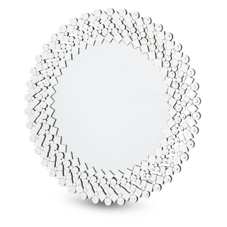 Montreal Round Sunburst Wood & Silver Wall Mirror