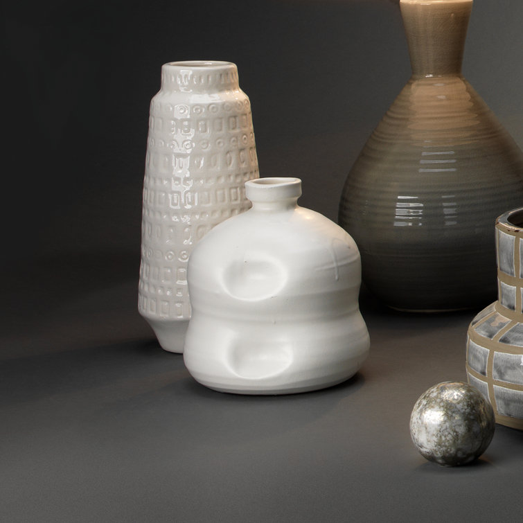 White Ceramic Dimpled Jug Vase