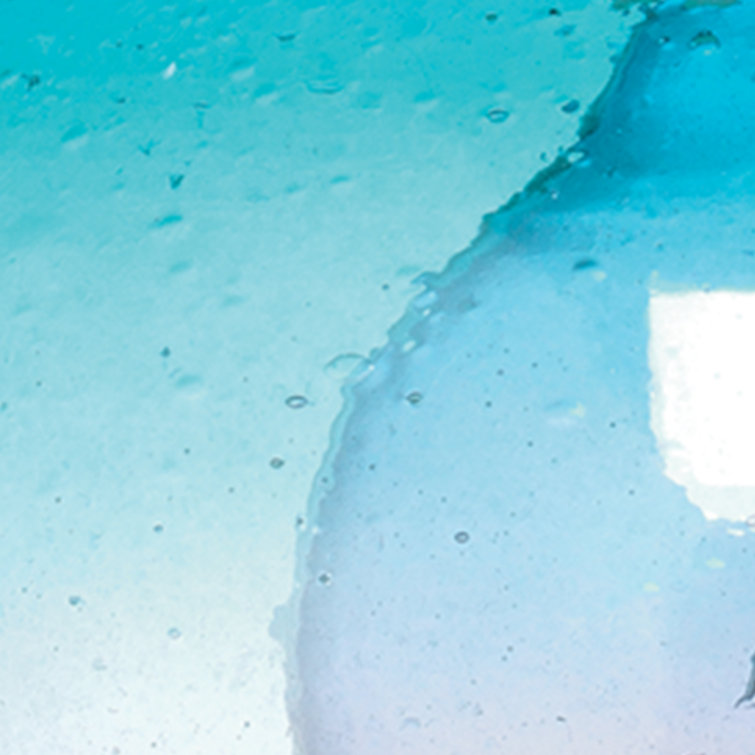 Small Aqua Seeded Glass Pendant Light with Silver Finish
