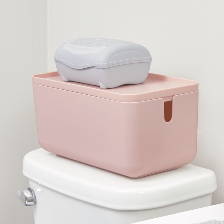 Blush Pink Stackable Lidded Plastic Storage Box
