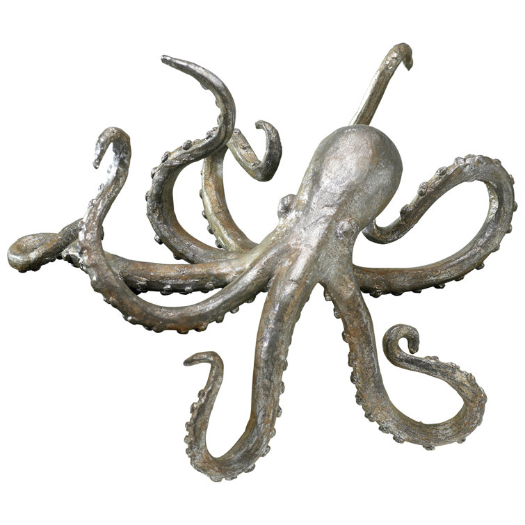 Aged Silver Metal Octopus 7.5" Shelf Decor Figurine