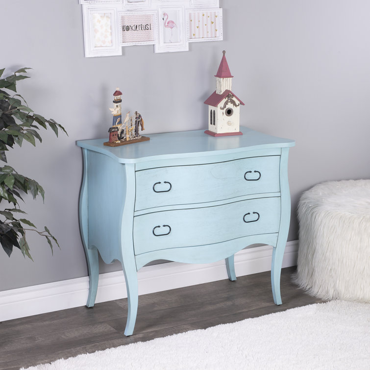 Gray Mango Wood 2-Drawer Cottage Accent Chest