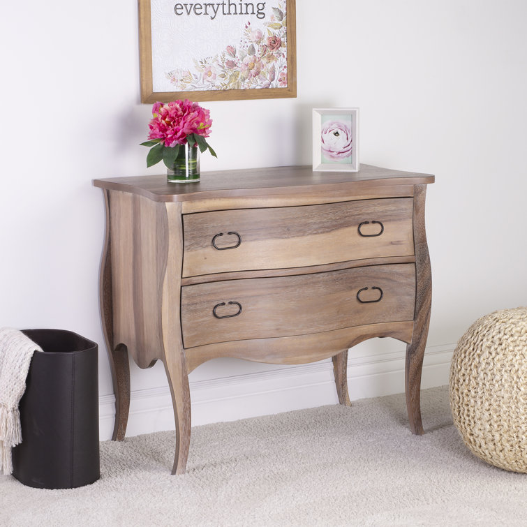Gray Mango Wood 2-Drawer Cottage Accent Chest