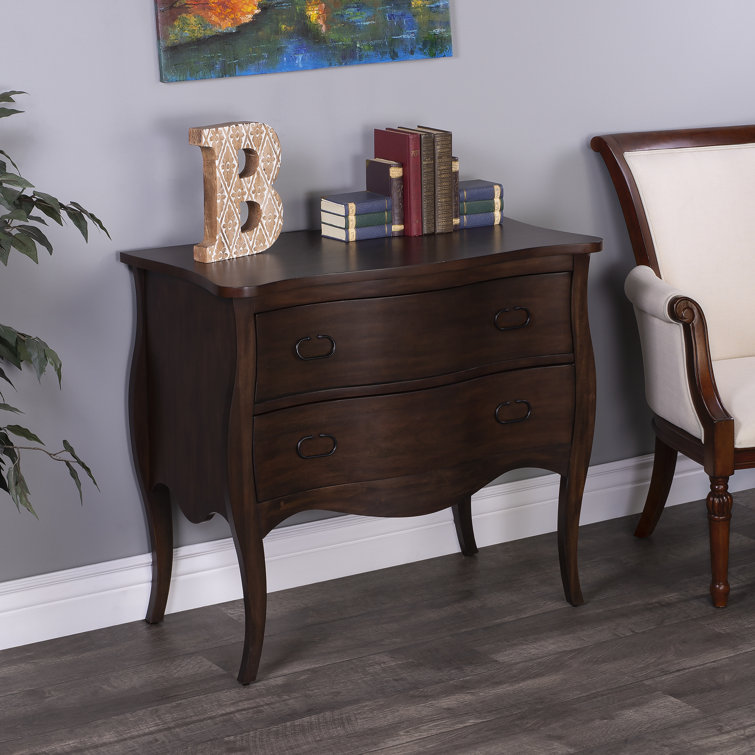Gray Mango Wood 2-Drawer Cottage Accent Chest
